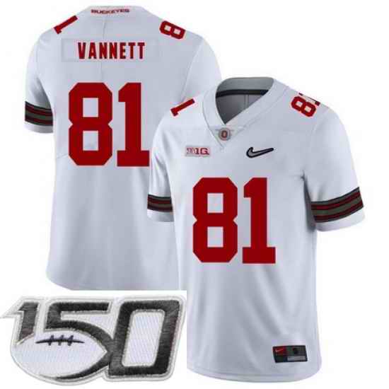 Ohio State Buckeyes 81 Nick Vannett White Diamond Nike Logo College Football Stitched 150th Anniversary Patch Jersey
